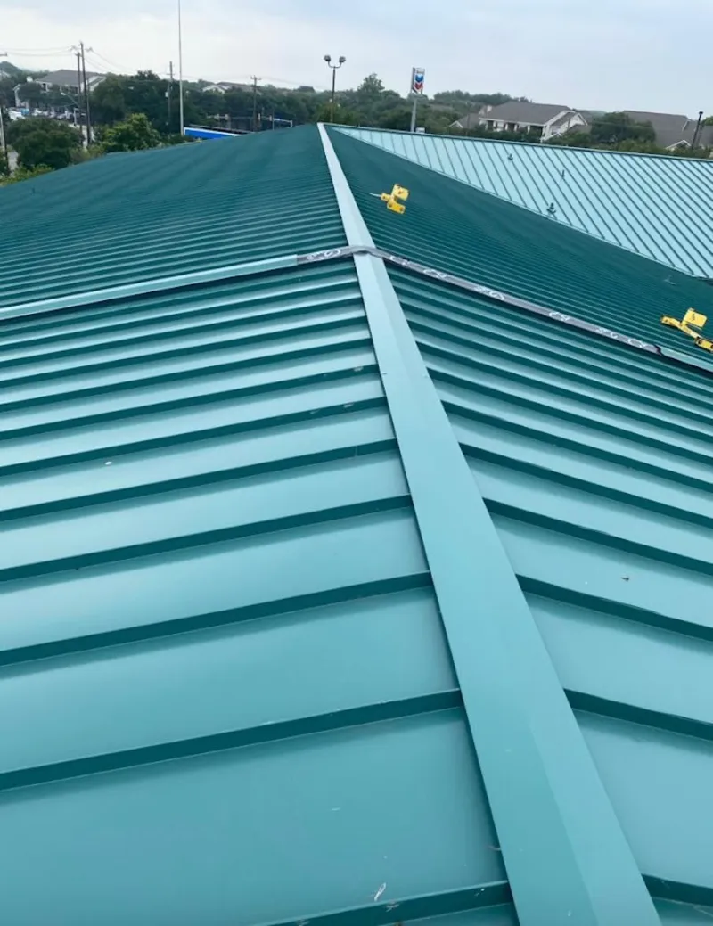 Green commercial metal roof ridge and valley for Metal Roof Repair in Griffin